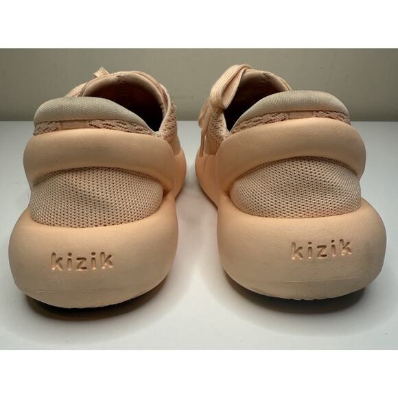 Kizik Roamer Hands-Free Sneaker Unisex Womens 8.5 Mens 7 Peach Knit Low Tie Up - Picture 4 of 9